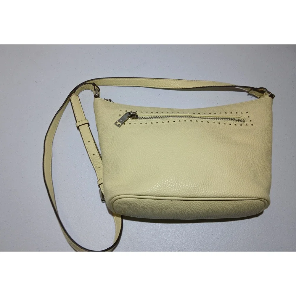 Steve Madden Crossbody Pebbled Yellow Shoulder Bag Adjustable S. Multi Zip #1260